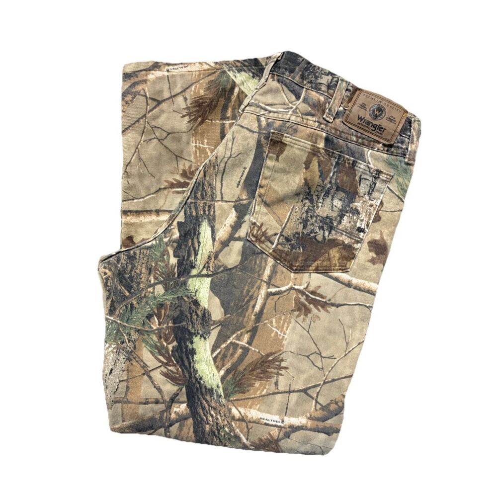 Wrangler Camo Double Knee Jeans Size 36/29 Hunter Relaxed Fit
